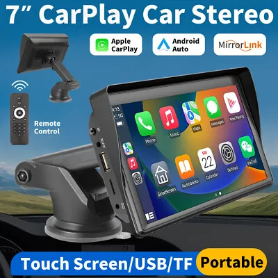 7  Portable Wireless For Apple Carplay Android Auto Car Stereo Radio Bluetooth • $56.92