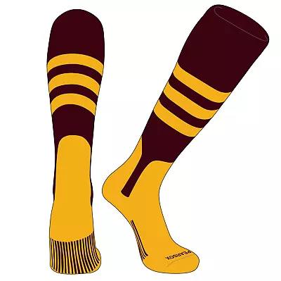 PEAR SOX OTC Baseball Softball Stirrup Socks (A 7in) Maroon Gold Gold • $15.99
