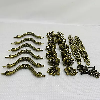 Vintage Ornate Drawer Pulls Handles Solid Brass Lot Of 6+2 Extra. Used • $15