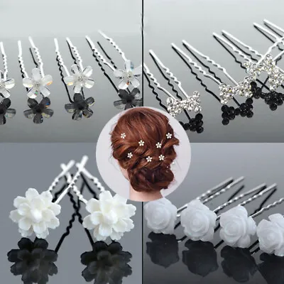 20pcs Pearl Flower Diamante Crystal Hair Pins Clips Prom Wedding Bridal Party  • $7.61