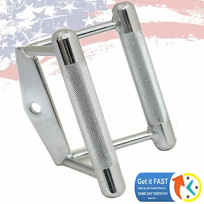 FMTX Solid Steel Double D Grip Seated Row Cable Attachment Handle Chrome • $28.99