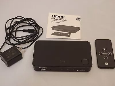 GE 4 Port 4k UHD HDMI 2.0 Switch With Remote • $15