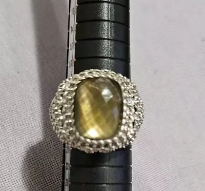 Judith Ripka Doublet Mother Of Pearl Champagne Quartz Ring Size 9 • $50