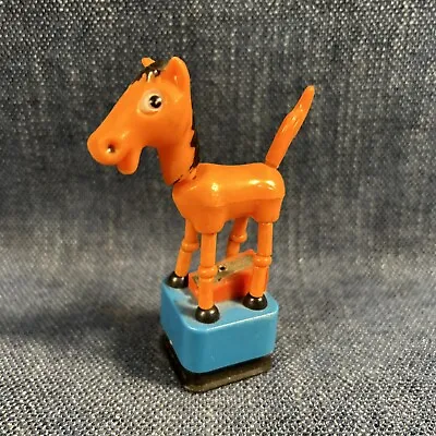 Vintage Horse Push Button Puppet Orange Plastic Toy Pencil Sharpener T M Brand • $14