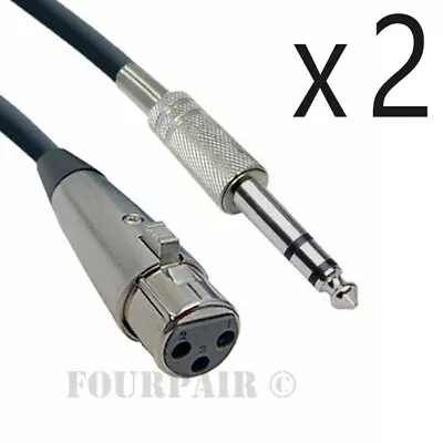 2 Pack - 6ft XLR 3-Pin Female To 1/4  Stereo TRS Shielded Microphone Mic Cable • $10.69