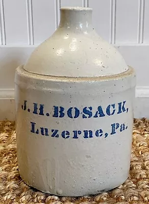 Antique J.H. BOSACK Luzerne PA. Stoneware Whiskey Advertising Jug Pennsylvania • $95