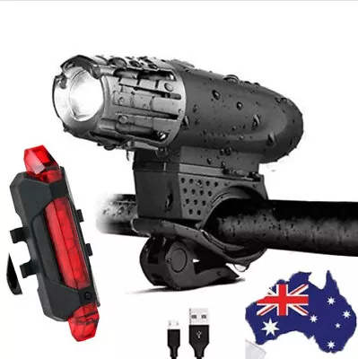 Waterproof 200LM USB Rechargeable LED Bike Bicycle Front & Rear Light Set  • $14.89