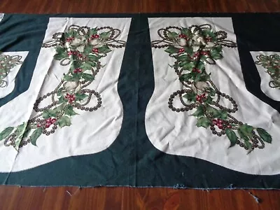 MAGNOLIA CHRISTMAS STOCKING PANEL 44  X 26  New But Need To Be Ironed • $6.50