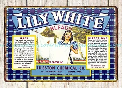 Lily White Bleach Everett MASS Laundry Woman Metal Tin Sign Art And Posters • £17.92