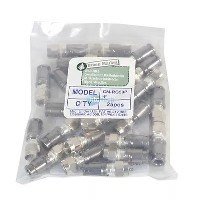 Liberty CM-RG59P-F Connectec F-Type RG59 Plenum Nickel Compression Connectors • $19.99