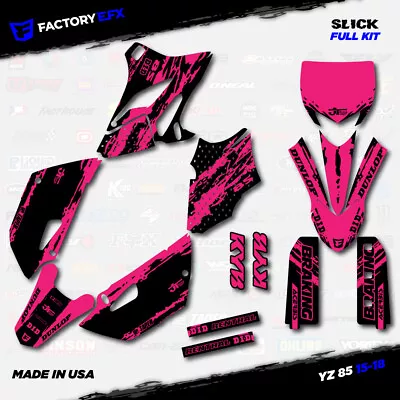 Black & Pink Slick Racing Graphics Kit Fits 15-18 Yamaha Yz85 YZ 85 # Decal • $76.41