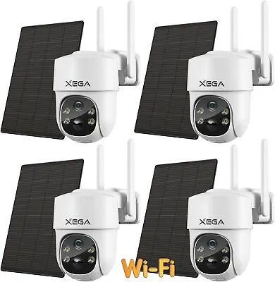 4PCS Xega Solar Security Camera Wireless OutdoorBattery Powered WIFI PTZ Camera • $120.99