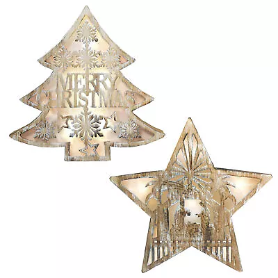 Wooden 24cm Christmas Light Up Decoration - Choose Design • £11.01