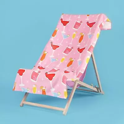 Dreamscene Cocktail Beach Towel Quick Dry Microfiber Large Pink Absorbent Bath • £6.99