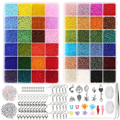 40000pcs 2mm Glass Seed Beads For Jewelry Making Kit Bracelets Storage Box • $16.14