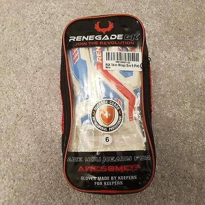 Renegade Goalkeeper Gloves Vortex Storm Roll Cut Size 6 White/Blue/Red • £28.50