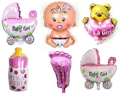 Baby Shower Balloons Pink Its A Girl Theme Baloons Sash Minnie Mouse Foil Balon • £3.99