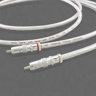 2pcs Hi End 4N Pure Solid Silver Wire HIFI Audio Shielded RCA Interconnect Cable • £78