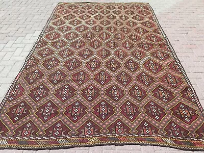 Vintage Turkish Rug Wool Kilim Area Rugs Tribal Rug Kelim 74 X121  Carpet • $373.91