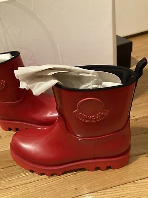 NWT Authentic Moncler Ginette Red Ankle Rain Boots- 40 • $259