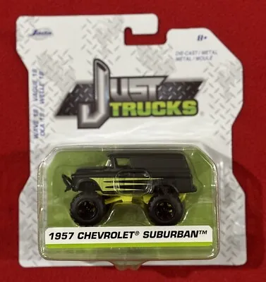 JADA JUST TRUCKS 1957 CHEVROLET SUBURBAN Wave 18 DieCast 1:64 4X4 Black Custom  • $14.99