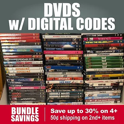 DVDs W/ DIGITAL CODES **Combined Shipping & Deep Discounts**  • $3.50