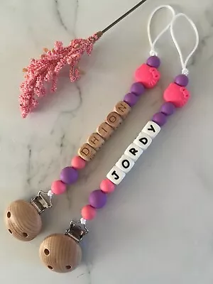 Personalised Dummy Clip - Custom Pacifier Chain - Newborn Gift Soother Holder • $11.87