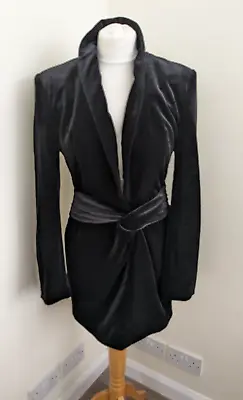 Zara Black Velvet Blazer Dress Occasion Party - Size M (Fits 10 UK) • £44.99