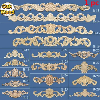 1x Wood Applique Euro Wooden Carved Decal Unpainted For Wall Furniture Decor DIY • $15.39