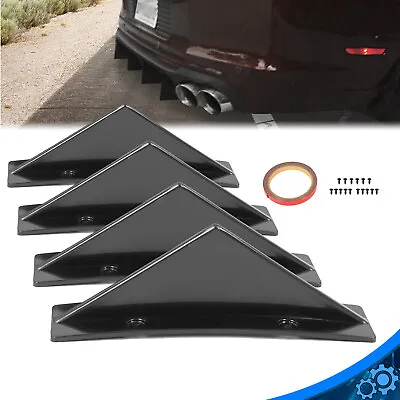 4 PCS Black Universal Rear Bumper Diffuser Shark Fin Spoiler Lip Splitter • $8.78