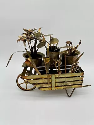 Vintage Brass Copper Metal Flower Cart Market Sculpture MCM Grannycore • $18