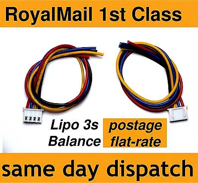 Lipo Balance Lead For Repairing Battery Pack 3s JST-XH Male 3-cell 11.1V 22AWG • £2.60