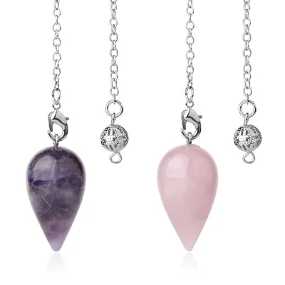 Natural Healing Crystal Quartz Stone Pointed Radish Gemstone Pendulum Pendant • $3.99
