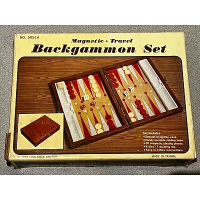 Vintage 1978 Magnetic Travel Backgammon Set No. 5051 A-Lion Rock • $14.99