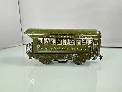 Vintage Prewar MARX Army Supply Train Lighted Official Car Green Pressed Steel • $69.95