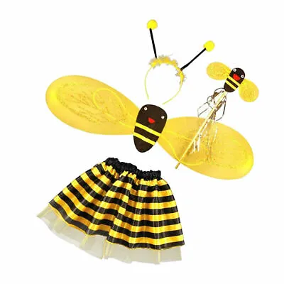 £15.12 • Buy Girls Bumble Bee Costume Fairy Party Dress Kids Headband Wand Skirt Set New