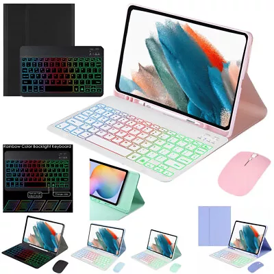 For Samsung Galaxy Tab A7 A8 A9+ S8 S6 Lite Backlit Keyboard Case Cover W/ Mouse • $44.99