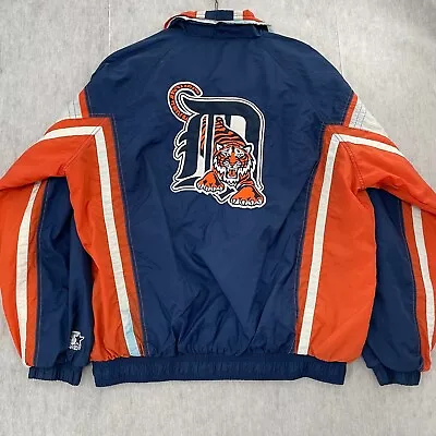 VINTAGE Detroit Tigers Jacket Adult Extra Large Starter Full Zip Lined Mens XL • $59.96