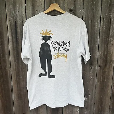 Vintage 90s Stussy Knowledge Is King Shirt Size L • $180