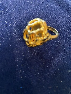 Vintage Signed Trifari Gold Tone Cage Ring Faux Only • $25