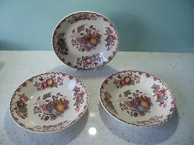 Vintage Masons Ironstone Fruit Basket Dessert Bowls Cereal Bowls Soup Bowls X 3 • £14.99
