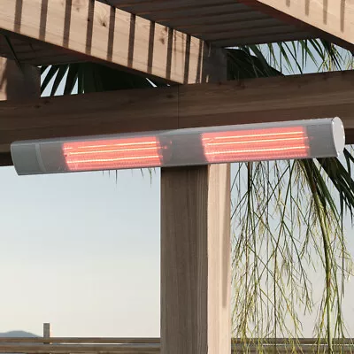 Outdoor Wall Mounted Electric Patio Heater Halogen Infrared Heaters With Remote • £59.95