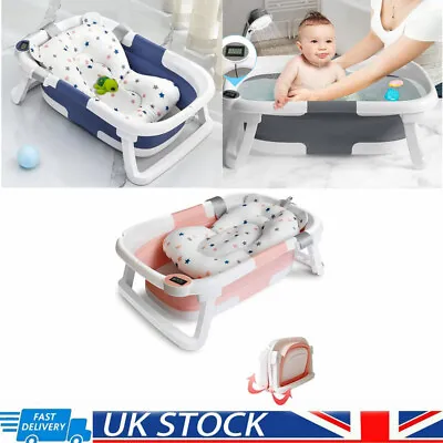 Foldable Baby Bath Tub With Water Temperature Indicator & Baby Cushion+Bath Net • £30.29