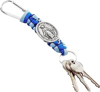 Miraculous Virgin Mary Medal On Cord Keychain Women Or Mens Gift 5.5 In • $11.88