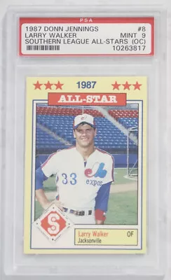 1987 Donn Jennings Larry Walker Southern League All-Stars RC #8 PSA 9 Mint OC • $19.99