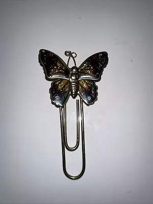 Vintage Multicolor Enamel Butterfly Paper Clip Book Mark Made In Taiwan • $16