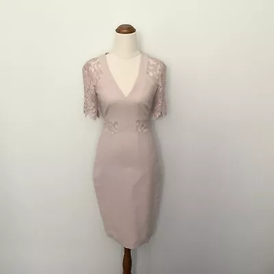 $45 • Buy Karen Millen Women’s Dusty Pink Short Lace Sleeve Dress Size 6