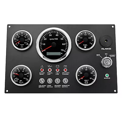 5 Gauge Set With Instrument Panel 0-7000 RPM 7 Colors LED For Marine Boat Yacht • $160.56