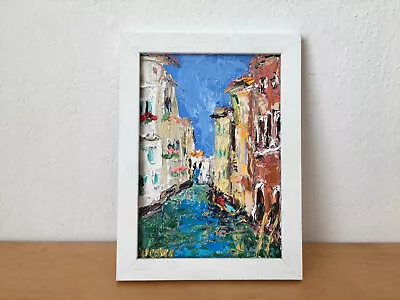 Venice Italy Oil Painting On Canvas Board Original Colorful Houses Landscape • £37.80