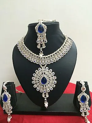 Indian Bridal Jewelry Gold Plated Fashion Bridal Jewelry Necklace Earrings Set • $24.99
